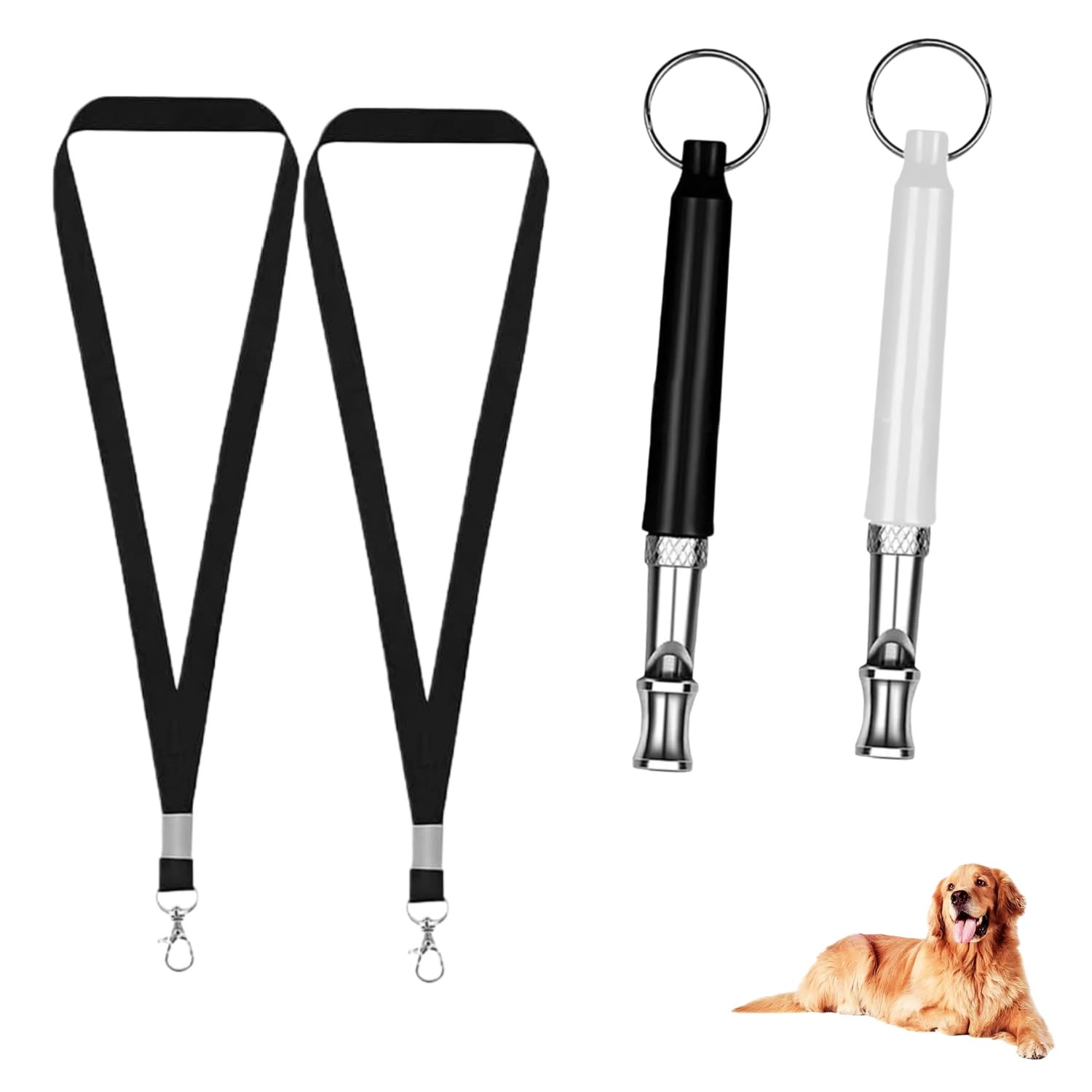 Sifflet à Ultrasons pour Chien Silencieux,2 Pièces Sifflet Anti Aboiement Haute Fréquence Réglable,pour Le Dressage et Le Rappel,avec Lanière,Outil d'Éducation Canine Sifflets de Rappel