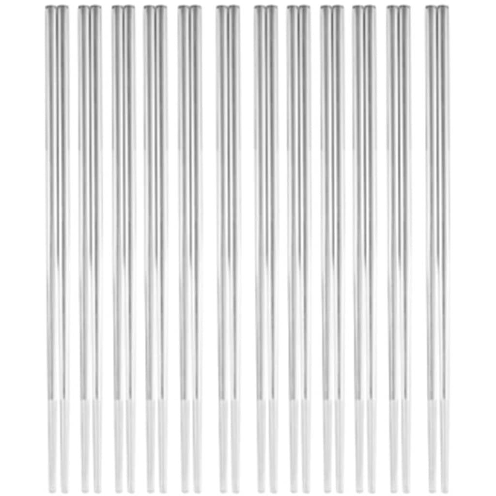 FAMMIX Palillos De Acero Inoxidable Reutilizable, 12 Pares De Palitos De Corte De Metal, Lavavajillas Japoneses De Palillo Coreano Chino Seguro, Liviano, Liviantes, Prepara A