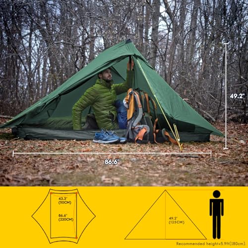 Image of LANSHAN Ultralight Waterproof 1-2 Person Backpacking Tent | Ultralight waterproof nylon, pitch anywhere, for camping & travel.