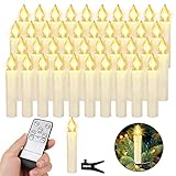 ZIYOUDOLI 40er LED Weihnachtskerzen Elektrische Fake Kerzen mit mit Timer Flackernde Dimmbar, Christbaumkerzen Kabellose Weihnachtsbaumkerzen für Eihnachten Hochzeit Party Dekoration
