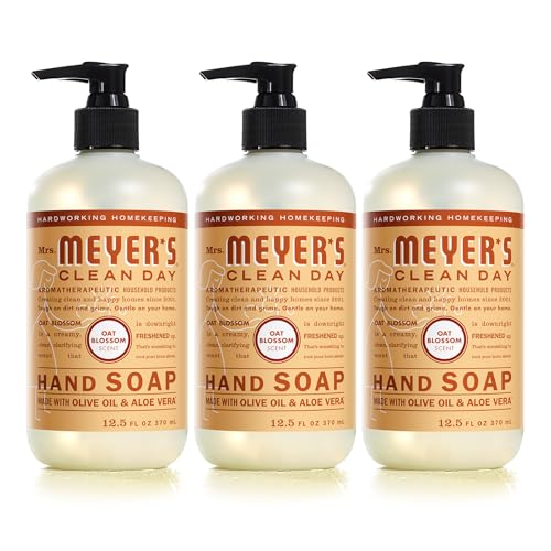 MRS. MEYERS CLEAN DAY Hand Lotion for Dry Hands Non-Greasy Moisturizer Made with Essential Oils Oat Blossom 12 oz Bottles Pack of 3