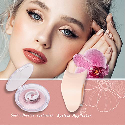Self Adhesive Eyelashes,New Reusable Adhesive Eyelashes,2 Pcs Reusable Eyelashes Self Adhesive And False Eyelash Applicator Tweezers Extensions Clips,Eyelashes Natural Look And Long Style (#01) #TOP1