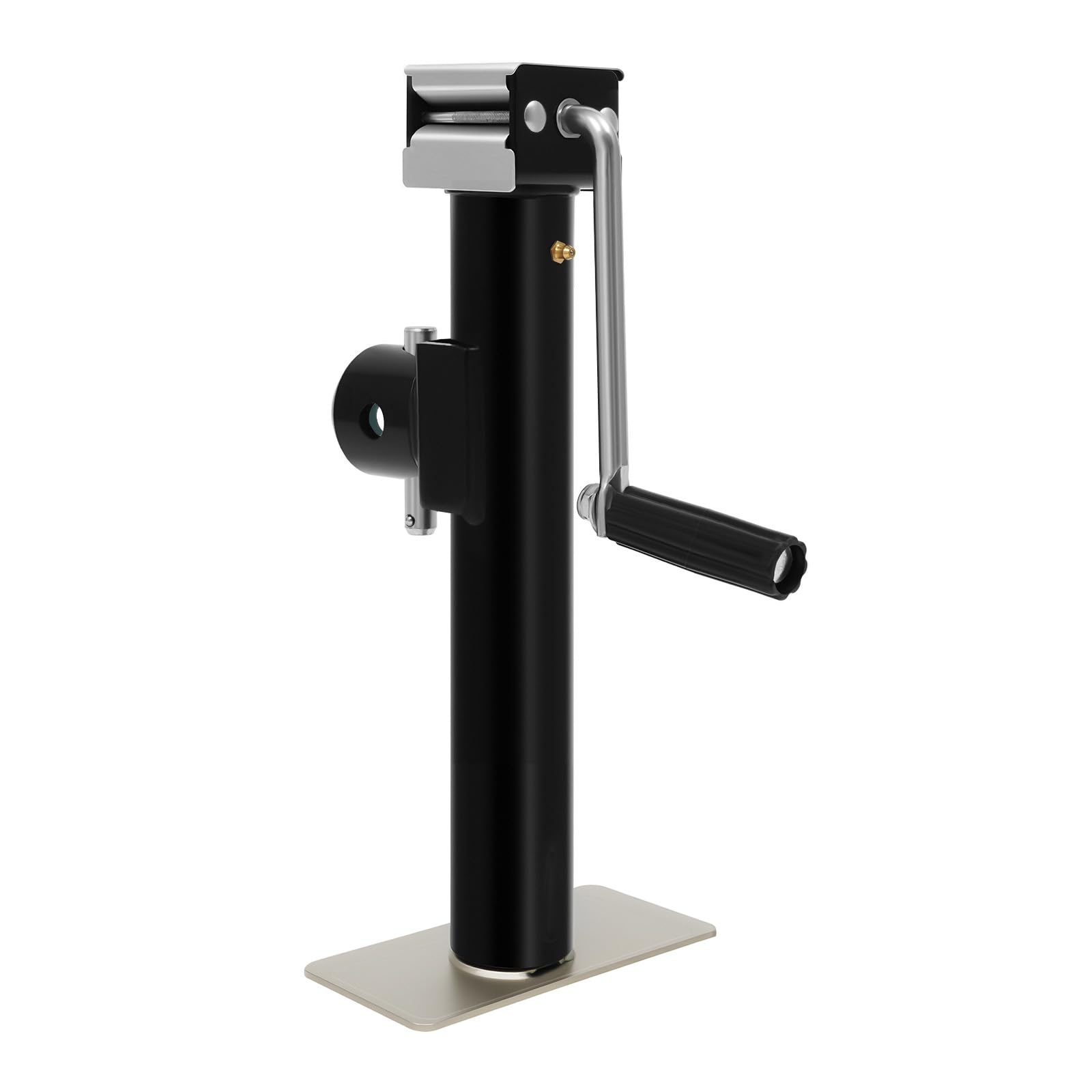 Handkurbel-Hebebock Stahl Q235B Manuell Wagenheber 26cm Hubhöhe Anhängerstütze mit Kurbel Stützrad 1T Statische Lastlager Anhängerstütze Schwarz