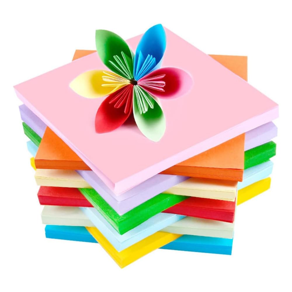 Origami Craft Paper, Set of 100, Colorful Origami DIY Decoration, Stationery, Craft Paper, Chiha Crane, Tanabata, Crafts, Thanksgiving, Parties, Recitals, Kids and Adults (6.9 x 6.9 inches (17.6 x : O