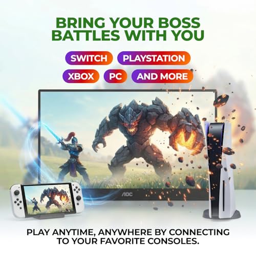 Image of AOC 16 inch Portable Monitor FHD 60Hz USB-C IPS Ultra Slim Kickstand 16T30 | 1920x1080 Computer Monitor, USB-C 3.2, Mini HDMI, Built-in Speakers, Kickstand, Ultra Slim, VESA Mount, Low Blue Light