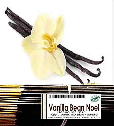 (V) VANILLA BEAN NOEL Incense - Rich vanilla bean, rich caramel, and slightly roasted marshmallow with cream - Natural Premium Incense By Oakland Gardens (Vanilla Bean Noel (100 Sticks))