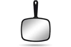 Hand Mirror with Handle - Square Black, 7.4 x 10.3 inches