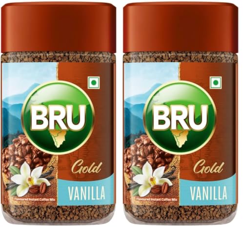 Image of Bru Gold Vanilla Granule Bottle 55 Gram|Flavoured Instant Coffee|Flavourful Twist To Your Everyday Coffee|Made With Freeze-Dried Coffee|Makes 40 Cups (Pack of 2)