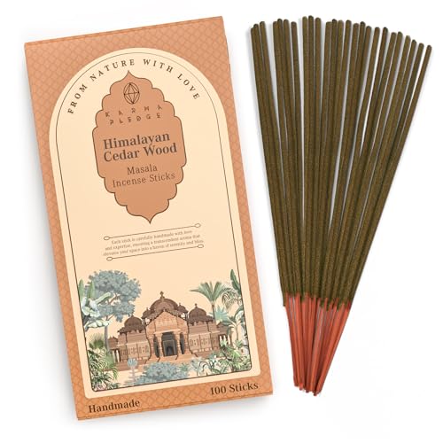 Incense-Sticks-Himalayan-Cedarwood-Incense-Pack-of-100-Stick-Hand-Rolled-Aromatic-Masala-Made-with-Natural-Ingredients-45-60-Min-Burn-Time-Best-for-Home-Fragrance-Meditation-Yoga-Relaxation