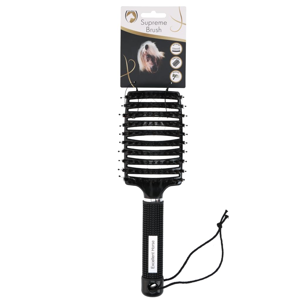 Brosse pour chevaux de pansage Excellent Horse noire de 24,5 cm