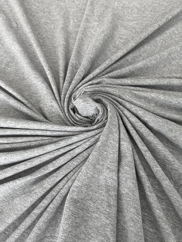 Cotton Jersey Spandex Fabric - Soft - Breathable - All Way Stretch Fabric - Medium Weight - Perfect Choice for Baby Grow, Tshirts, and Cotton Jersey Sheets - 58 Inches Wide - 1 Yard (Heather Gray)
