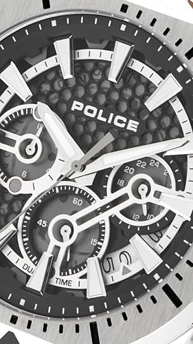 Image of Police Green Dial Multifunction Leather Strap Watch for Men
