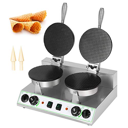 Commercial Waffle Cone Maker Nonstick Ice Cream Cone Maker Electric 110V Double Egg Roll Bowl Machine Suitable for Restaurant Dessert Shop Snack Family