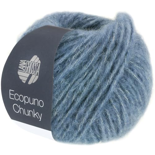LANA GROSSA Ecopuno Chunky | Superleichtes, flauschiges Effektgarn mit Baby Alpaka | Handstrickgarn aus 33% Schurwolle (Merino) & 19% Alpaka | 50g Wolle zum Stricken & Häkeln | 70m Garn FB 123