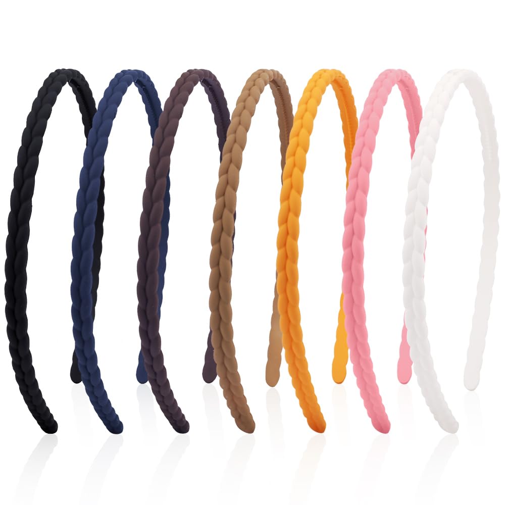 AHONEY7 Pack Thin Headbands for Girls Women Headbands Trendy Non Slip Hairbands Cute Hair Accessories Headband Pack Diademas Para Mujer (Multi-color)