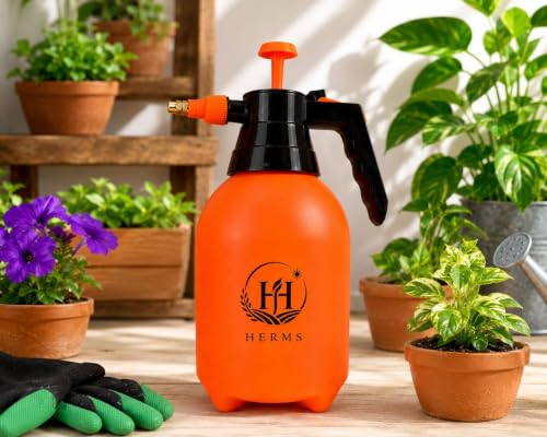 Image of HERMS 2L Hand Pressure Spray Pump | 3 Spray Modes (Mist, Shower & Jet) | Adjustable Brass Nozzle | Garden Sprayer for Watering Plants, Pesticide, Fertilizer, Home Garden & Car Washing