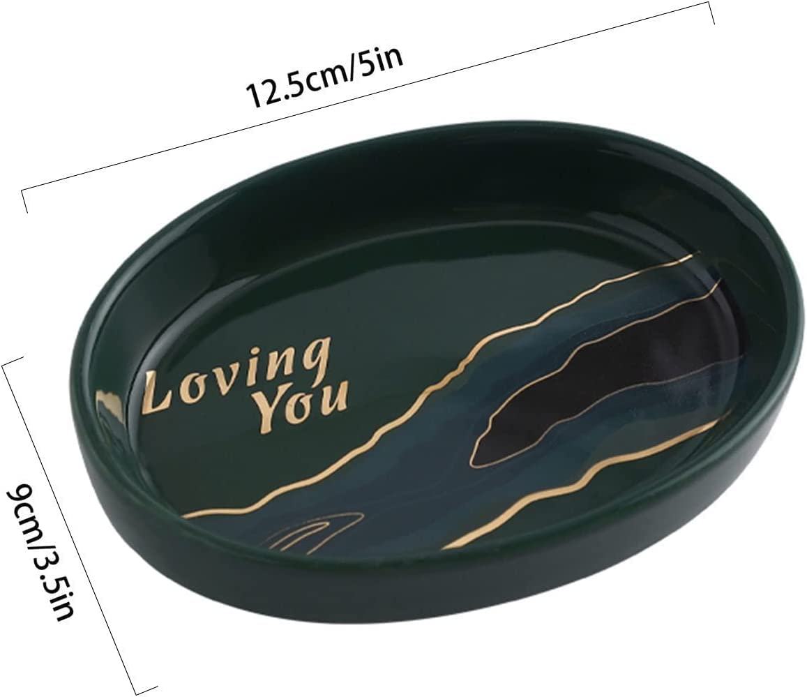 MAYABI jabonera jabonera de Ceramica Ceramics Anti-Slip Soap Dishes For Bar Soap, Oval Soap Tray-Black-Lovingyou (Color : Svart, Size : Lovingyou)