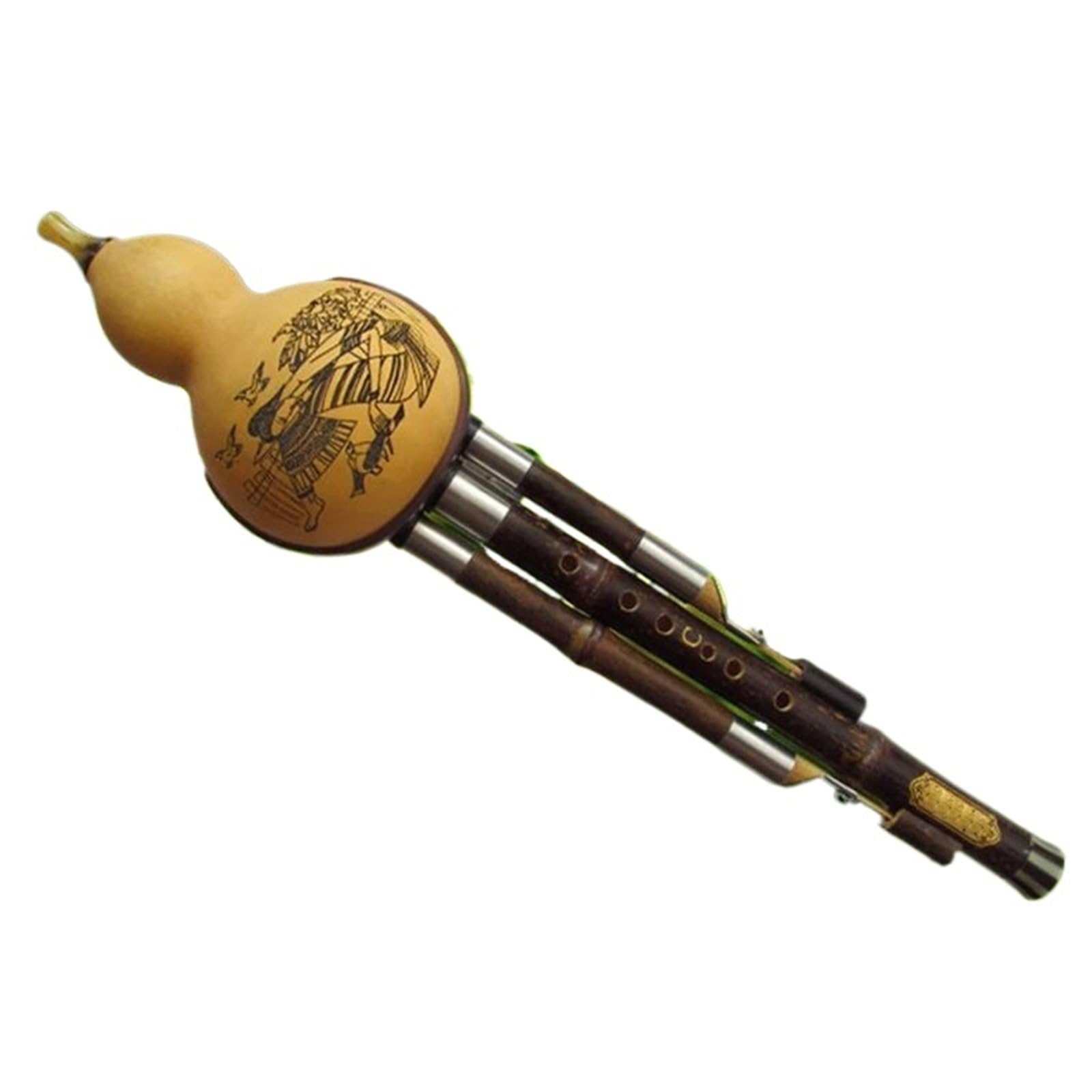 Instrumento De Flauta Hulusi Calabaza De Bambú Negra Flauta Hulusi Bajo C/D Flauta Hulusi De Tres Tonos Instrumento Popular Calabaza Profesional(Bass C)