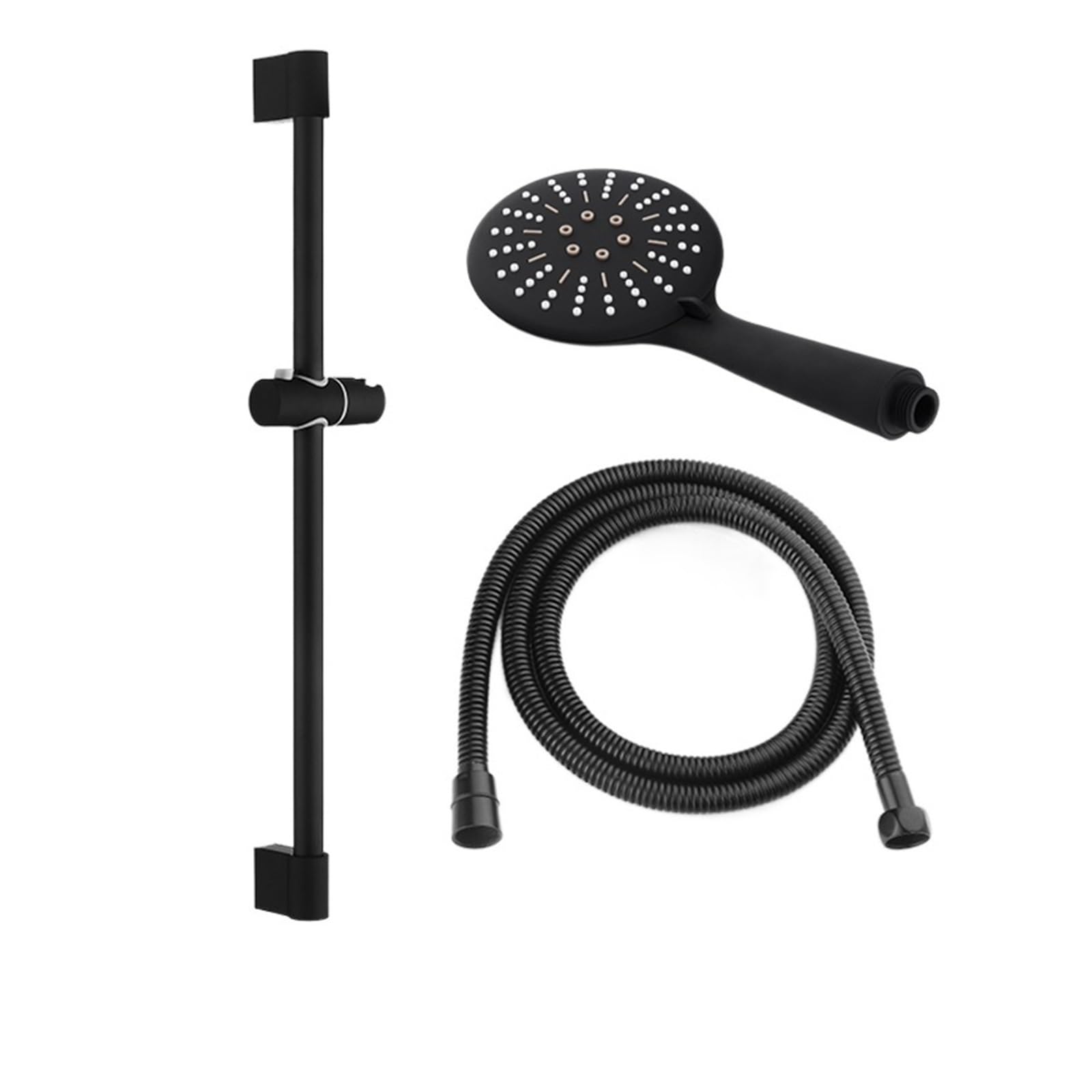 Barra Deslizante elevadora de Ducha Negra Ajustable de 3 Funciones con Ducha de Mano y Manguera Juego de Barra Deslizante de Ducha de Montaje en Pared