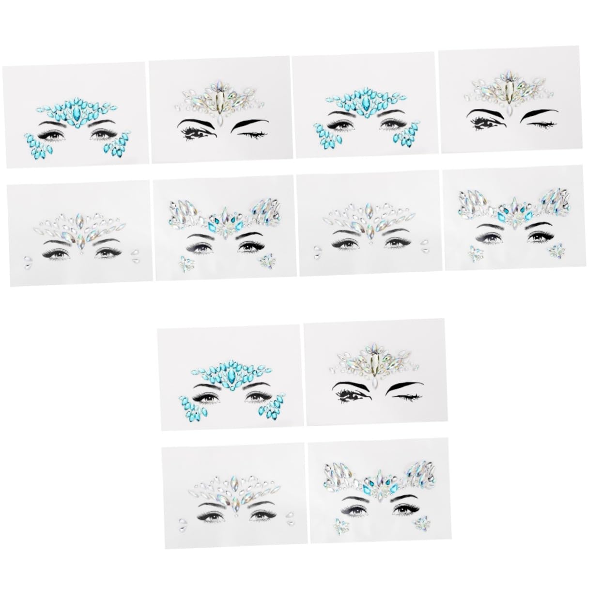 FRCOLOR 3 Set Di Adesivi Per Gemme Per Il Viso Per Donne Gioielli Con Strass Da Staccare E Attaccare 4 Pezzi * 3