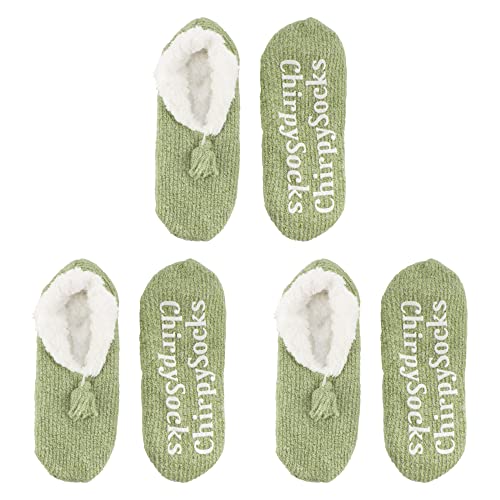 Image of BambooMN Adult Women Super Soft Warm Cozy Fancy Yarn Slippers Non-Slip Lined Socks, Indoor Comfy House Slippers, 3 Pairs