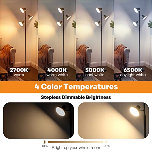 Sibrille [2023 Upgraded] Led Tree Floor Lamp, 36W Modern Dimmable Standing Lamp With Remote & Touch Control, 4 Color Temperatures, 3 Rotatable Led Light Floor Lamps For Living Room, Bedroom, Office #TOP3