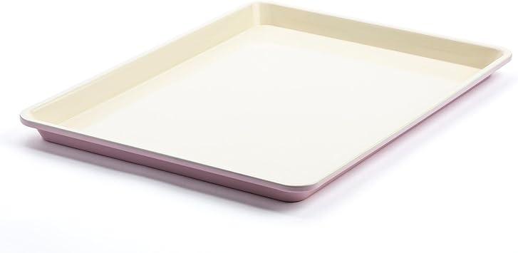 GreenLife Bakeware 18 x 13 Half Cookie Sheet Baking Pan, Non-Toxic PFAS-Free Healthy Ceramic Nonstick, Oven Safe to 450F, Easy Release, Even Heating, Easy Clean, Pink