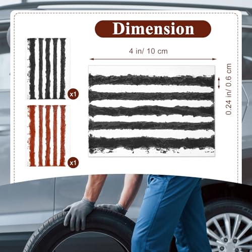 Image of 10 Pcs Tire Plugs, 4 inch x1 /4 inch Rubber Tire Plug Repair Kit for Tubeless Off-Road Tires Car, RV, SUV, ATV, Motorcycle, Truck, Tractor (Black and Red)