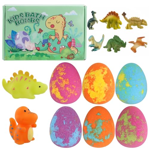 Litinliv 8 Piezas Bombas de Baño Dino Egg, con Dinosaurios Sorpresa y Espuma Relajante, Set de Regalo para Niños y Niñas
