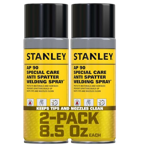 Stanley AP90 Anti Spatter Spray (2x8.5 Oz.) Heavy Duty Welding Anti-Spatter for Arc MIG and TIG Tips Non-Flammable Silicone-Based Spray for Clean & Safe | 8.5 Oz. 2 Pack