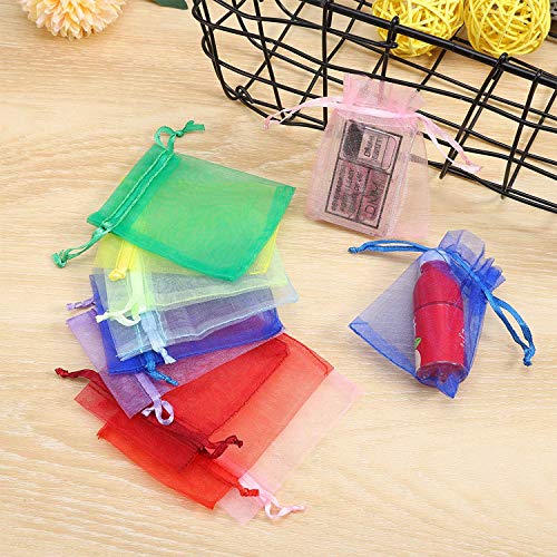 YKKJ 50PCS Organza Gift Bags,Jewelry Pouches, Wedding Favour Bags with Drawstring (10 CM * 15CM ),Used as candy Pouches Jewelry ,Christmas Favor Gift Bags(Multicolor - Image 3