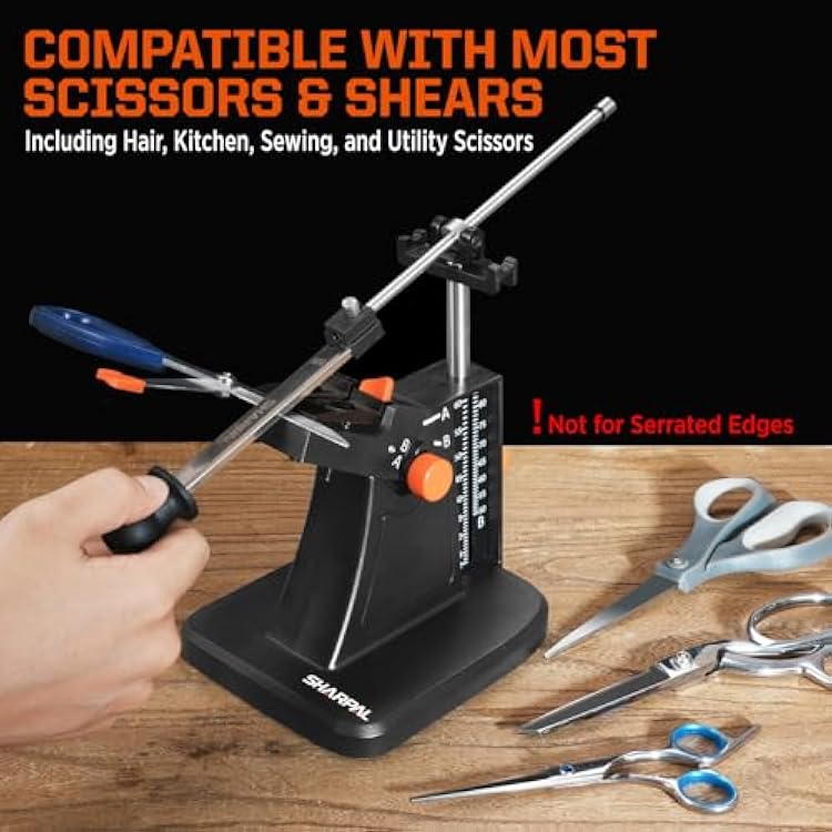 SHARPAL 201H Adjustable 22- 84 Diamond Scissor & Garden Tool Sharpener 325/600 Grit for Kitchen, Hair Cutting, Sewing Scissors, Lawn Mower Blades, Pruners & Hedge Shears Fathers Day Gift