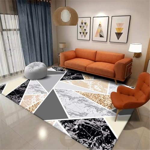 Tapis de salon gris et noir 160x250cm géométrique moderne - 2