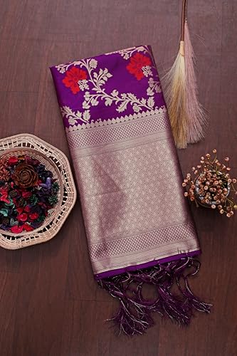 Image of DEVANGI Women's Woven Jacquard Banarasi Silk Printed Dupatta /Chunni with Meena Work, Width 1 Meter, Length 2.5 Meter