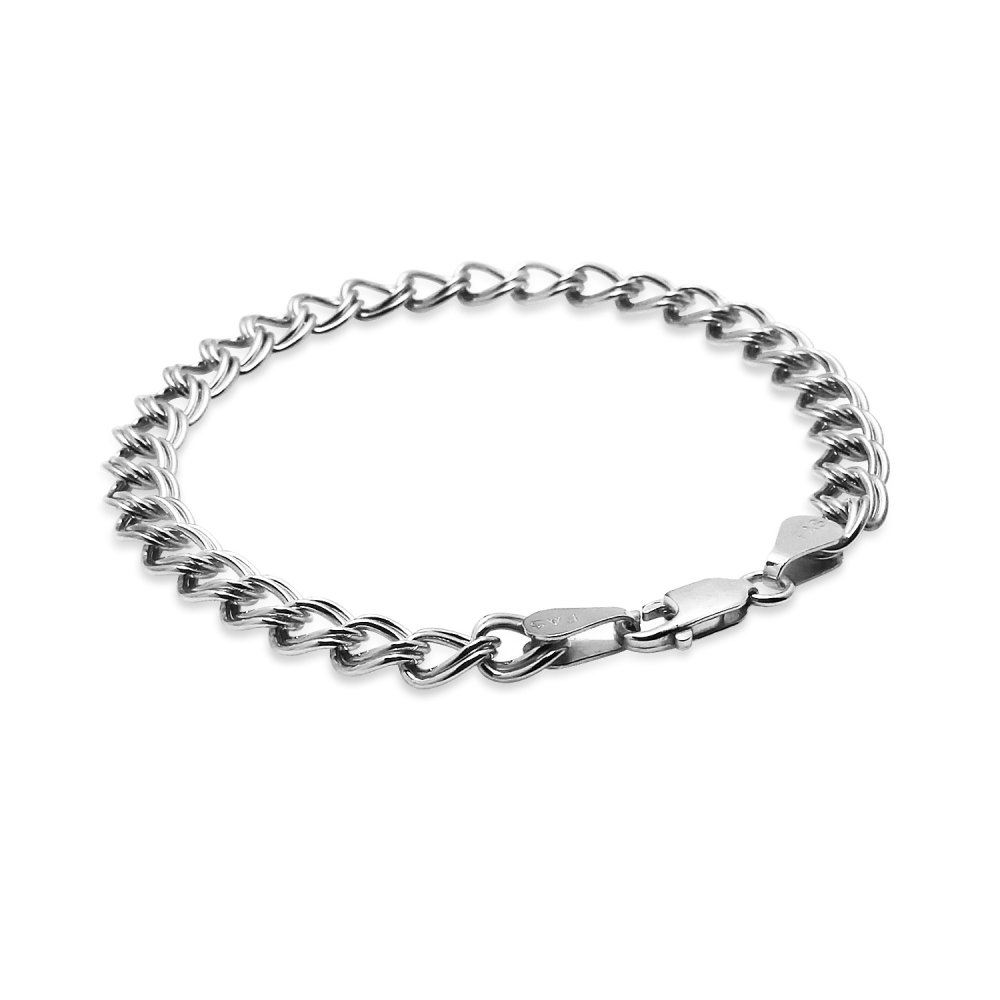 Italian Double Link Chain Bracelet for Charms Silver