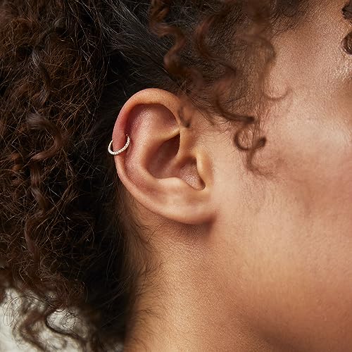 14k Yellow/White Gold Nose Rings 16G for Women & Men, 6mm 8mm 10mm Hinged Segment Cartilage Earring Hoop, Septum Rings, Helix, Rook, Tragus, Daith Body Piercing Jewelry4