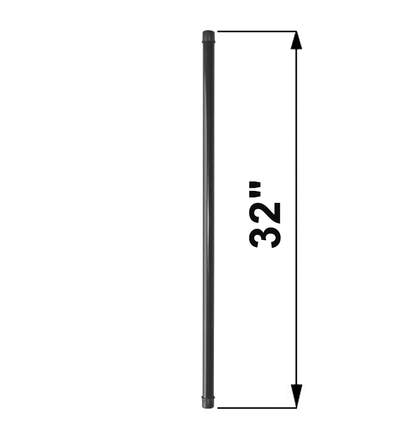 Nuvo Iron RDPS32 3/4インチ 丸型バラスター - 32 L プラスチックエンドキャップ付き - 手すり子10個パッ