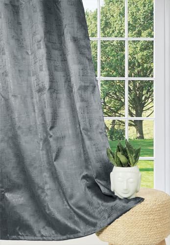 Image of VAS COLLECTIONS Premium Full Blackout Curtain -100% Blackout Curtain for Bedroom with Embossed, Grommet Double Layer Perfect Room Darkening, noice reducing, Polyster, Set of 2 (Dark Grey, 7ft Long)