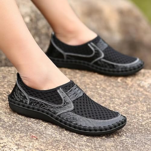 Men's Stitching Honeycomb Mesh Soft Loafers Breathable Outdoor Casual Shoes3