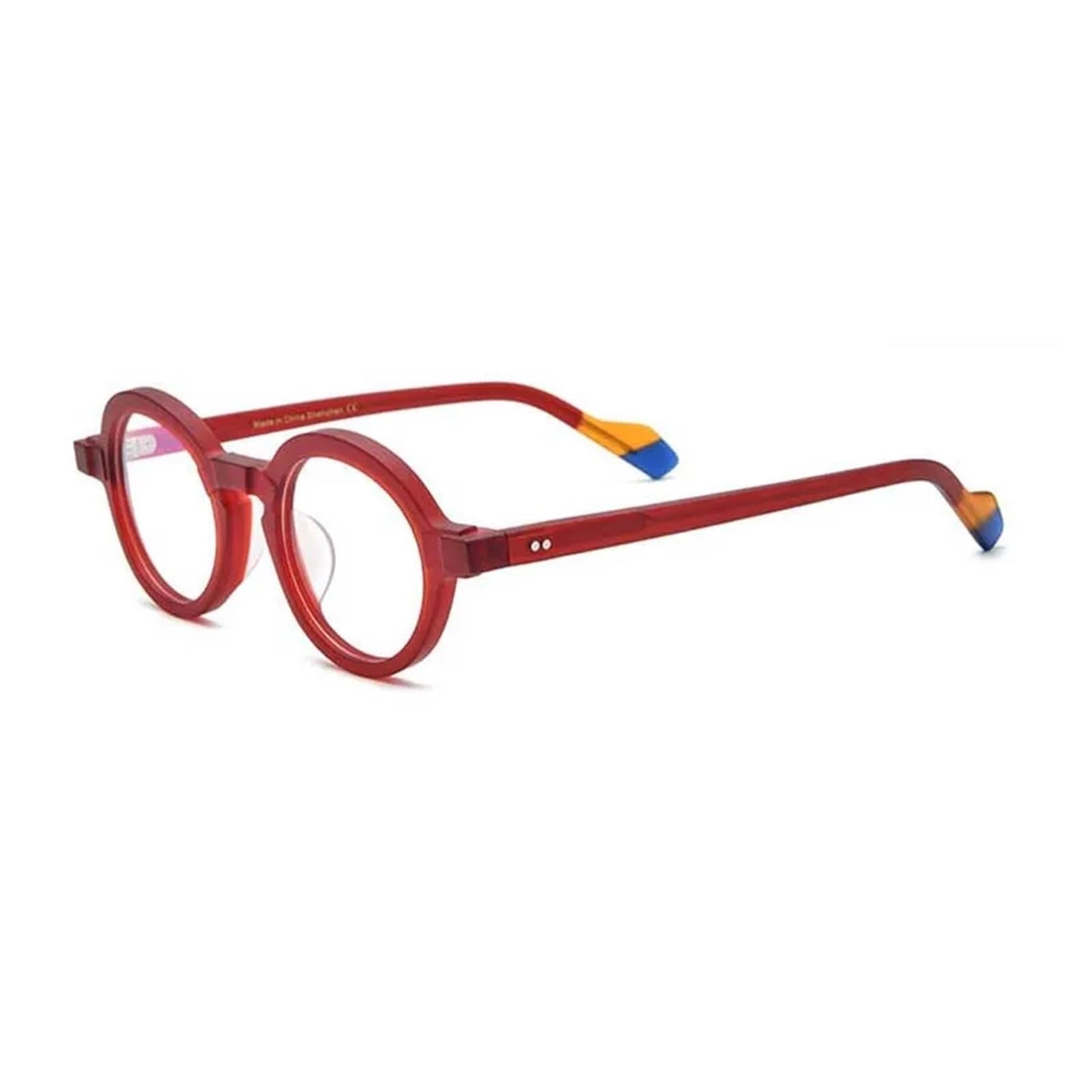 KLJUddGY Acetate Glasses Round Eyewear Frames Large Non Prescription Eyeglasses Spectacles for Computer Unisex Reading Glasses Frosted(Rot)