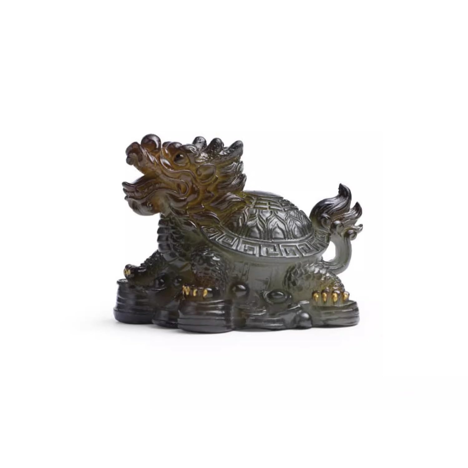 ENGENDER Kung Fu Tea Pet Tea Pet Ornaments Lucky Dragon Turtle Hand Sculpture Creative Luminous High Temperature Discoloration Statue