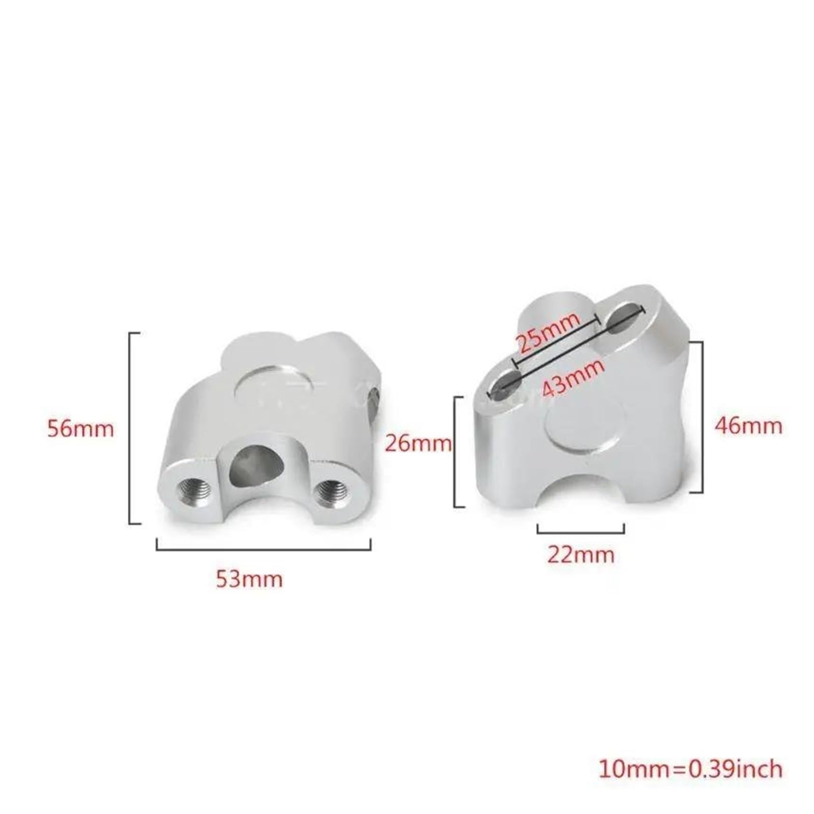 Abrazadera Manillar Elevador Manillar Motocicleta Universal Anodizado 2 Pulgadas Con Pivote Para Abrazadera Manillar Grueso 7/8 22 Mm Elevador(Plata)