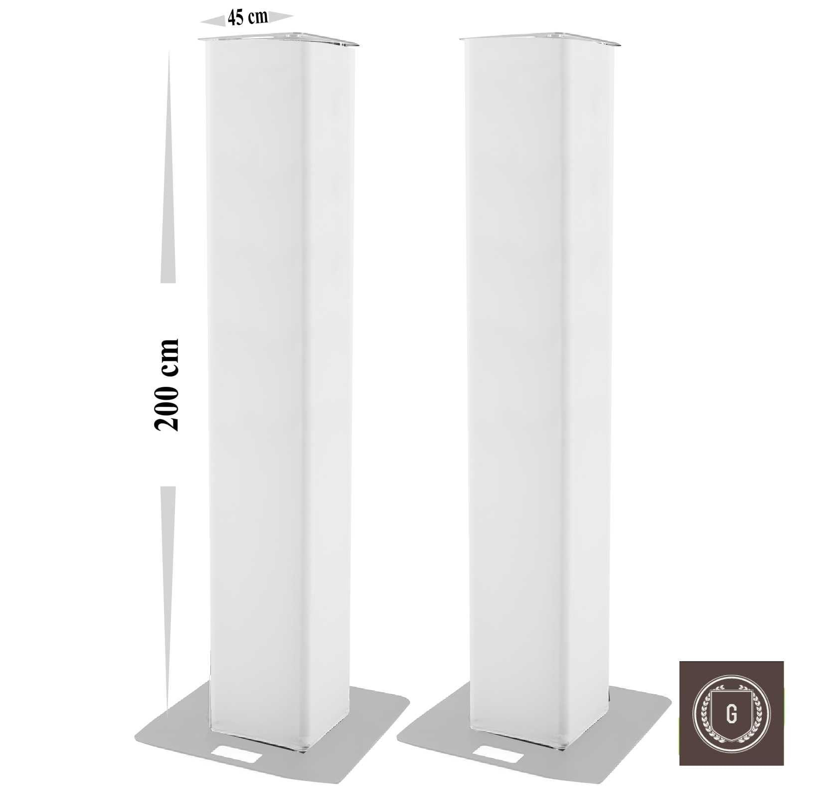 Paire de housse de totem en spandex, truss cover 45x45cm, choix de 4 hauteur (200 cm de hauteur, Blanc)
