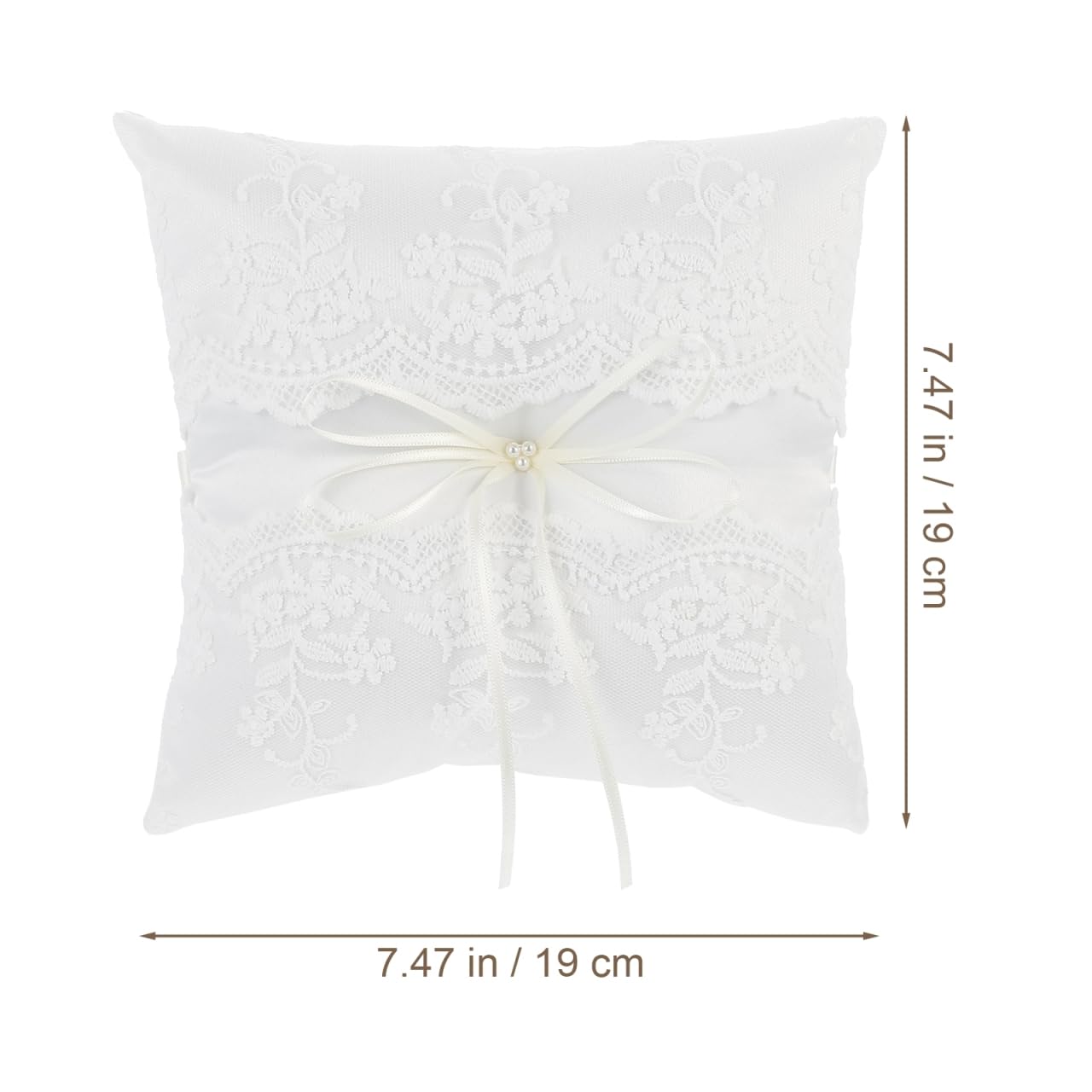 Ringkissen Hochzeit Aus Satin Mit Bögen Und Schleifen Design Romantisches Ringhalter Kissen Für Trauringe Und Verlobungsringe 7.48X7.48 Zoll Kompakt Wiederverwendbar
