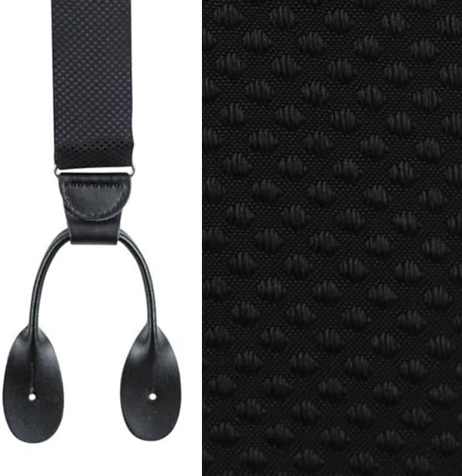 Image of HOLD'EM Tuxedo Suspenders Formal Black 100% Silk Made in USA Button Suspenders for Men Wedding Tux Suspenders for Men