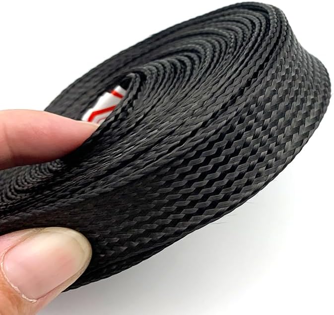 High Strength Carbon Fiber Cable Sleeve - 4-40MM Telescopic Braided Mesh Tube for High Temperature Protection(12mmx1m)