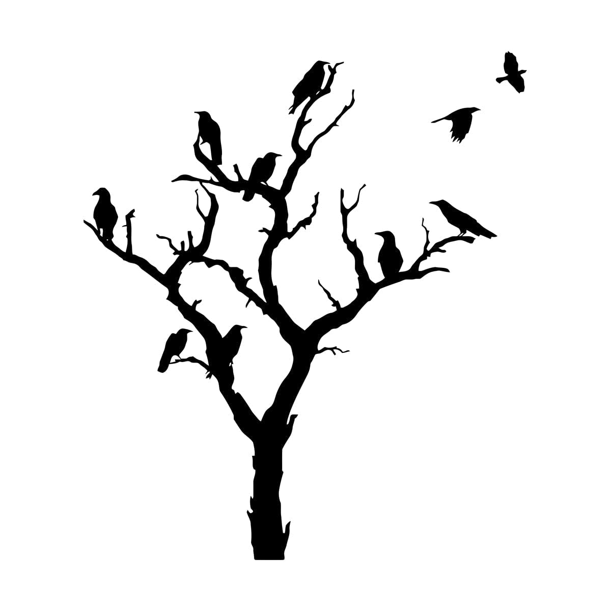 Lzhouting Wall Stickers 0900 Winter Crow Tree Wall Decal Bedroom Living Room Forest Branch Bird Spooky Halloween Party Wall Sticker Kids Room Vinyl Large - 76X89cm