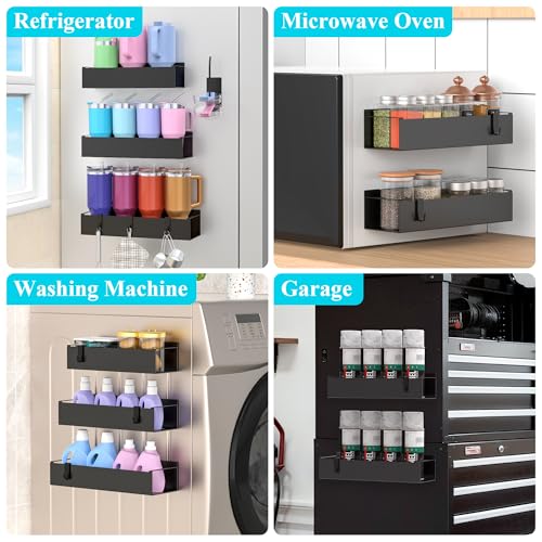 Image of HuggieGems Metal Magnetic Water Bottle Holder for Refrigerator, Cup Holder Organizer for Stanley and Tumbler for Kitchen, 3 Pack, Jet Black