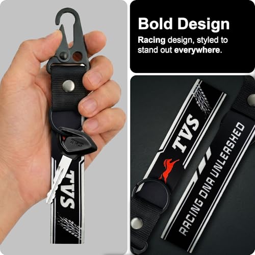 Image of SnapStrap MotoLink Carabiner Keychain Compatible with TVS Bike Strong Heavy-Duty Metal Clip with Fabric Key Ring Bike Accessory (Gunmetal Black)