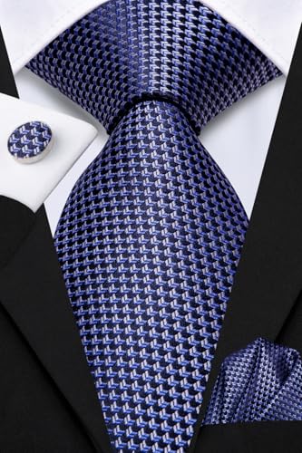 Image of Hi-Tie Mens Paisley Floral Striped Ties Set Silk Necktie and Lapel Pin for Men Pocket Square Cufflinks Set Business Wedding